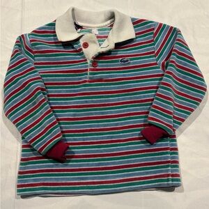 Vintage Kids Izod Lacoste long-sleeved polo 80s red, green & blue approx 2T -3T